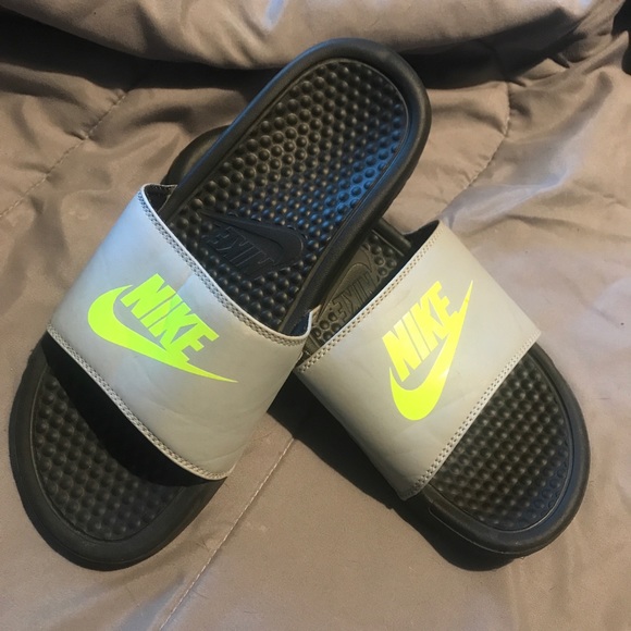 neon nike sandals